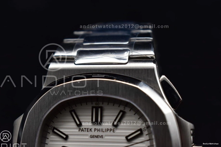 Mod SS Nautilus PPF Stk Wht Chrono Cozy A7750 5980 SS Date 435 0306